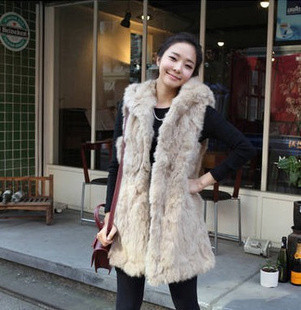 Freeshipping!spring autumn and winter women faux wool vest faux vest vest thick long design waist coat