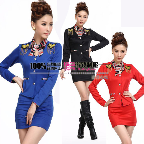 Freeshipping Stewardess uniforms professional set sauna clothes work wear IVU