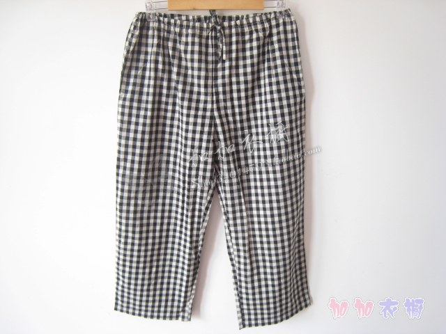 FREESHIPPING Thin black and white checks women's pajama pants lounge pants