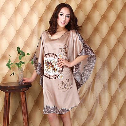 Freeshipping Wholesale 2013 noble women's silk loose sleepwear batwing sleeve faux silk nightgown maternity lounge