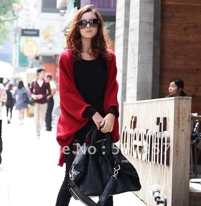 freeshipping! Wholesale Thin knit cardigan cashmere scarf / bat sleeves loose sweater