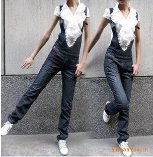 Freeshipping!  wholesale women's fashion jeans,suspender trousers,overalls,hot sale fashion Straight Jeans