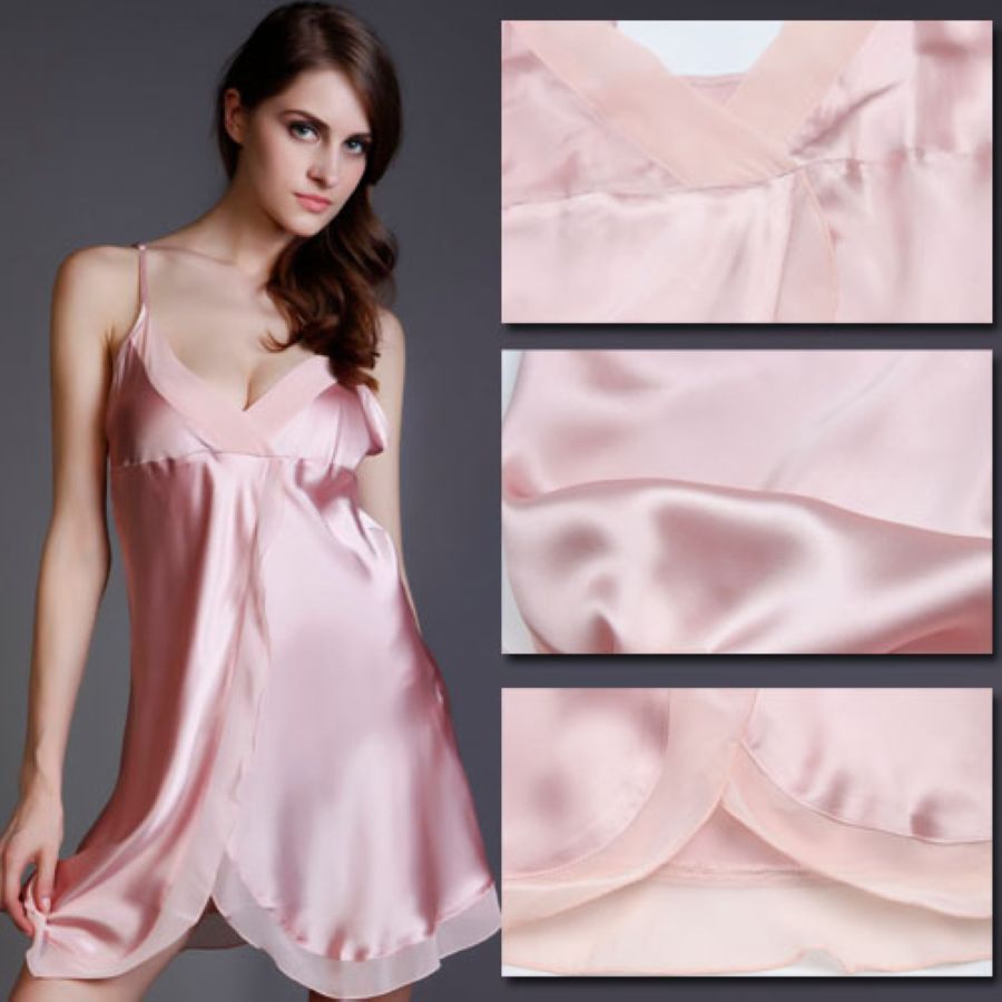 freeshipping Wire mulberry silk pure silk women's sexy spaghetti strap nightgown summer m001