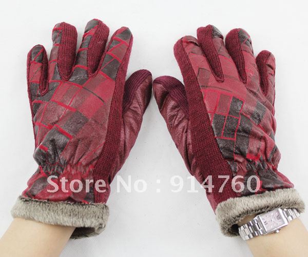 Freeshipping Women's PU Leather Thick Fleece Lined Winter Thermal Gloves ST11007