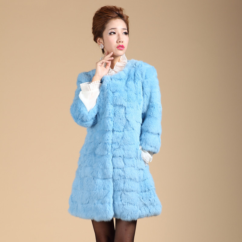 FreeShipping Yanerwo 2012 buck rabbit fur coat medium-long thick autumn