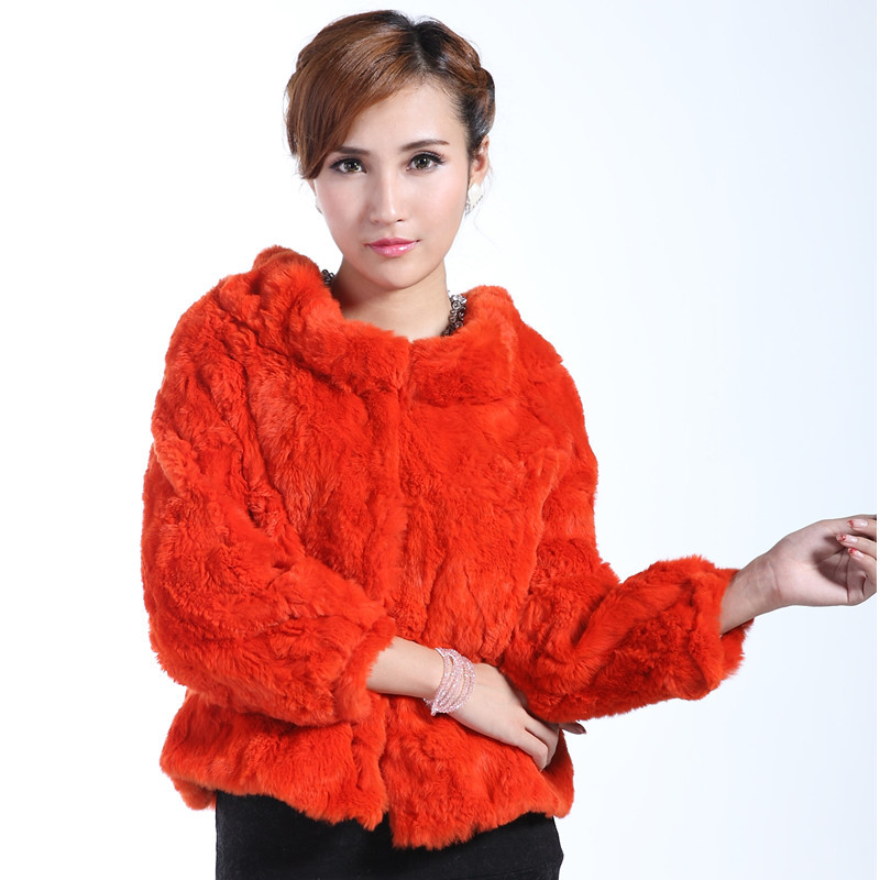 FreeShipping Yanerwo 2012 female short design slim rex rabbit fur coat autumn new arrival