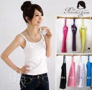 freeshoping  High quality edition candy color basic all-match spaghetti strap small vest basic clothes