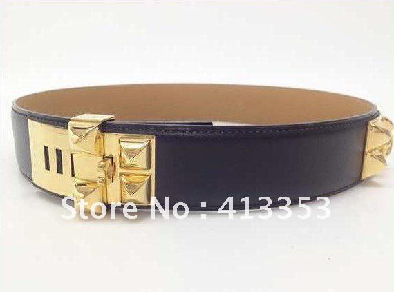 French Renowned Designer Collier De Chien Belt,In Finest Quality Real Leather,Gold Plated Rivets.Gorgeous Christmas Gift For Her