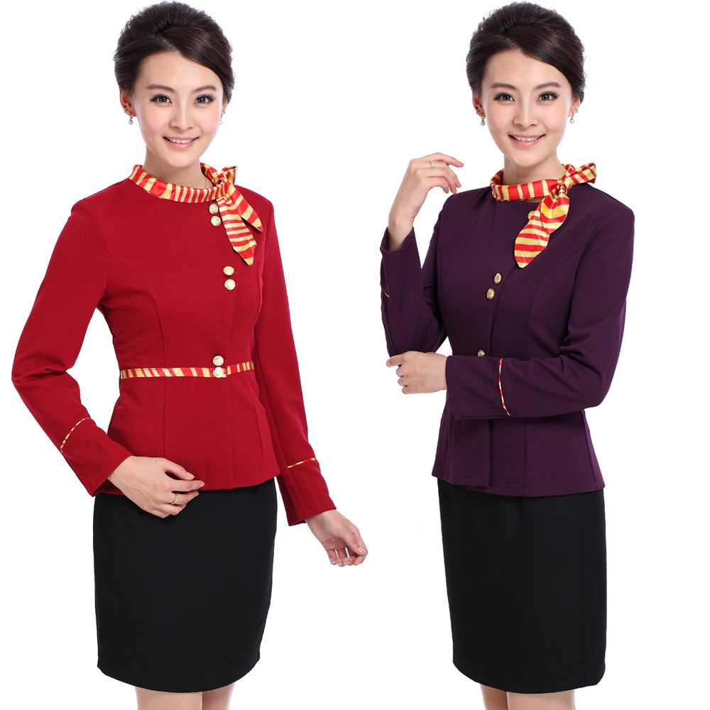 Front desk long-sleeve stewardess uniforms work wear work wear autumn and winter female