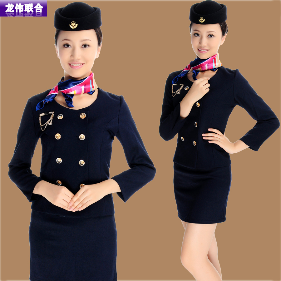 Front desk uniform work wear stewardess uniforms professional set xf584