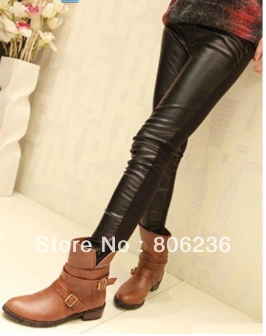 Front Pu Leather Back Cotton Women/Lady Fake leggings   B389