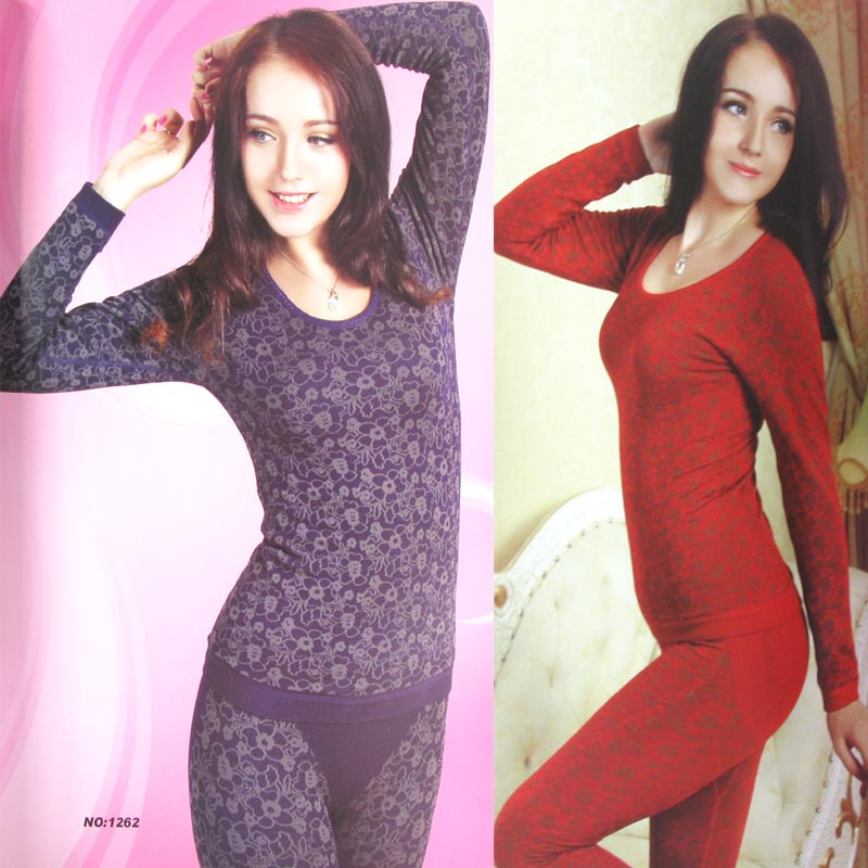 Frozen 2012 new arrival women's thermal underwear set thickening plus velvet body shaping beauty care thermal set