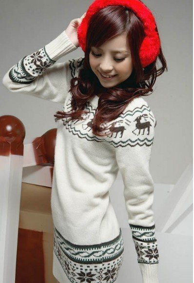 FS349 Fashion Style Merry Christmas Lovely Deer&Snow Sweater FREE SHIPPING!