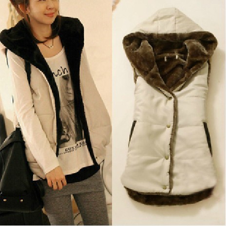 FS608 autumn &winter hooded coral fleece women's single breasted vest coat wadded jacket free shipping