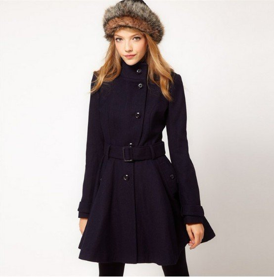 FS646 Good quality fashion slim wool coat/trench free shipping