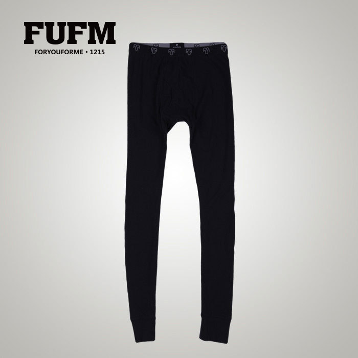 Fufm spring and autumn male knitted thermal tights basic long johns m10mcu002