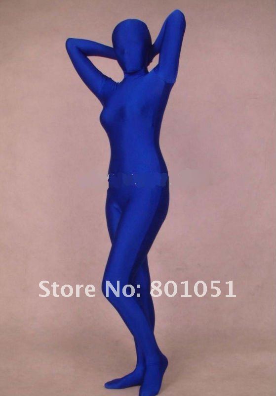 Full Body Spandex Blue Costume Shiny Lycra zentai catsuit sexy  F052