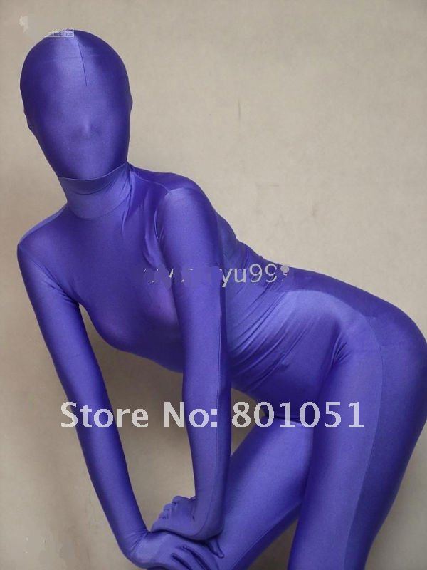 Full Body Spandex Dark Purple Costume Shiny Lycra zentai catsuit sexy F56