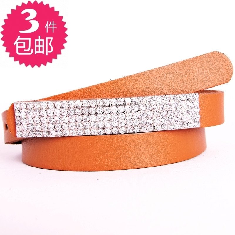 Full genuine leather aesthetic rhinestone women's belt fashion all-match strap waist decoration