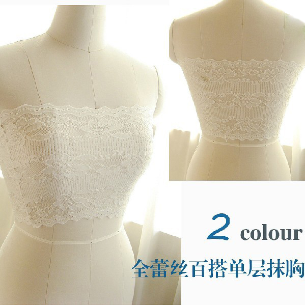 Full lace gentlewomen all-match basic sexy lace tube top tube top black white