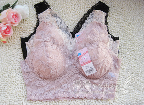 Full lace rhinestone wireless bra pad bra vest sleeping bra comfortable