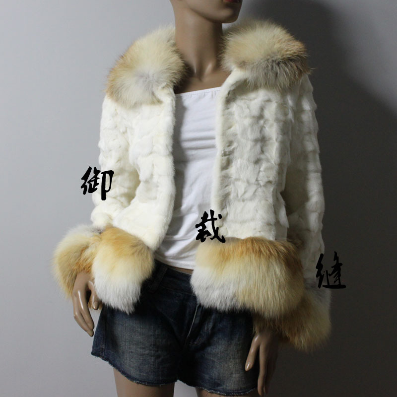 Full leather fire fox collar fight mink outerwear mink top