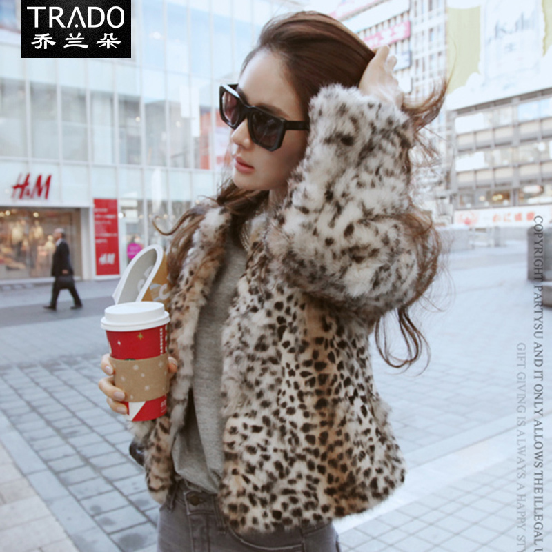 Fur 2012 faux fur coat outerwear female leopard print fur short jacket