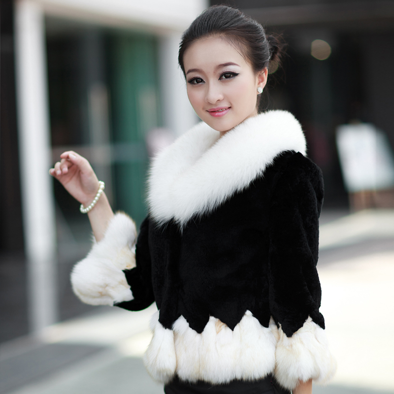 Fur 2012 female fox fur rex rabbit hair short design outerwear fur overcoat