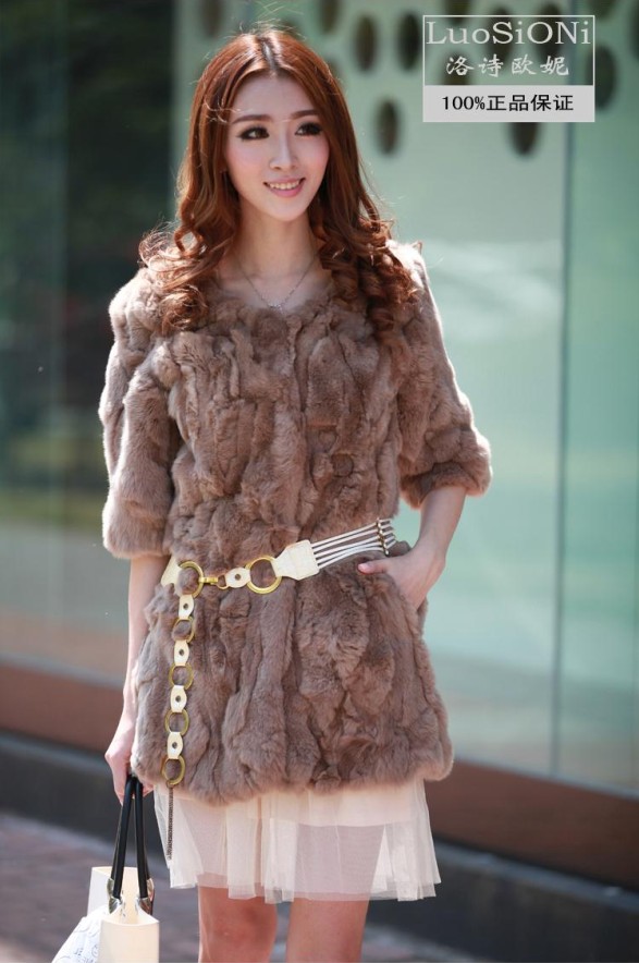 Fur 2012 hot-selling rex rabbit hair medium-long autumn and winter women fur coat belt