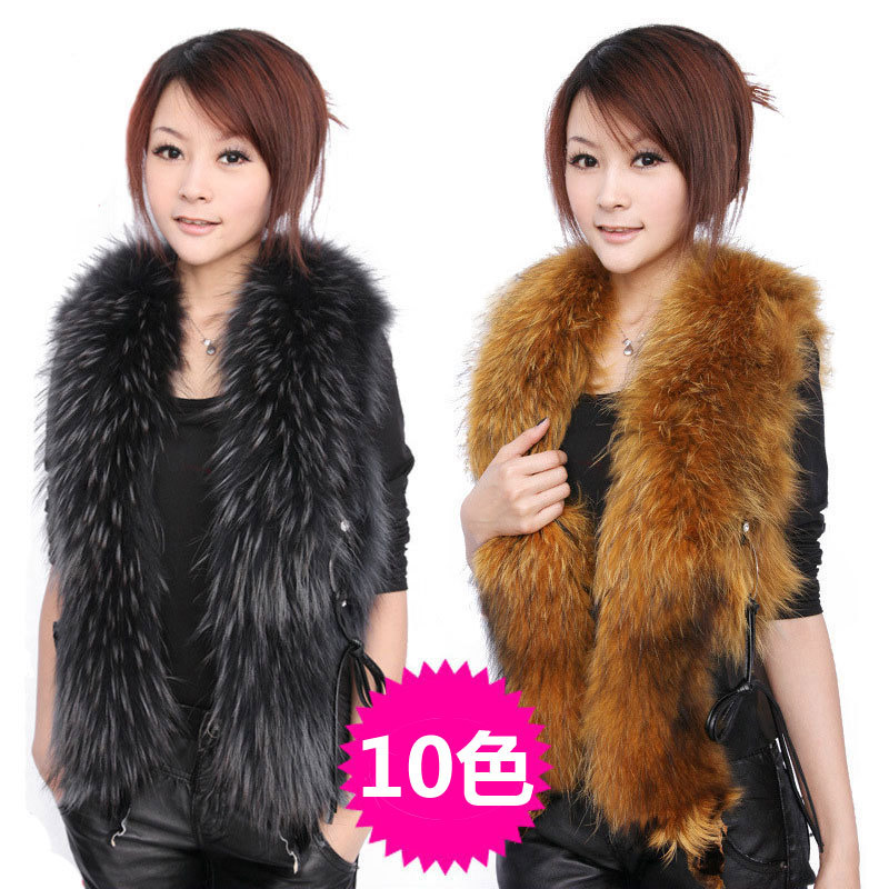 Fur 2012 women's short design outerwear large raccoon fur slim vest fur