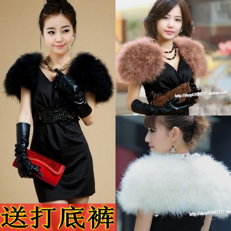 Fur cape ostrich sweater vest formal dress ostrich fur shawl outerwear