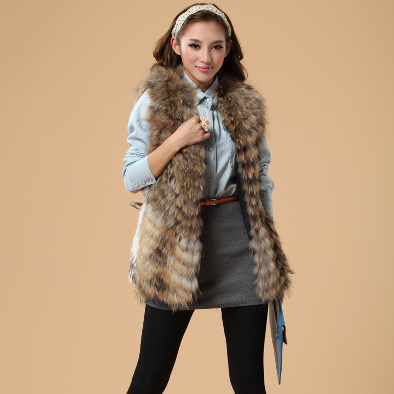 Fur coat 2012 fashion slim raccoon fur vest