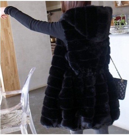 Fur coat 2012 female autumn and winter women outerwear with a hood faux vest