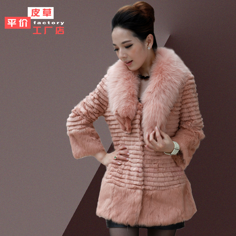 Fur coat 2012 fox fur full leather wild rabbit fur female medium-long overcoat