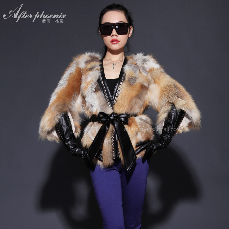 Fur coat 2012 fox fur sheepskin slim waist women's short design