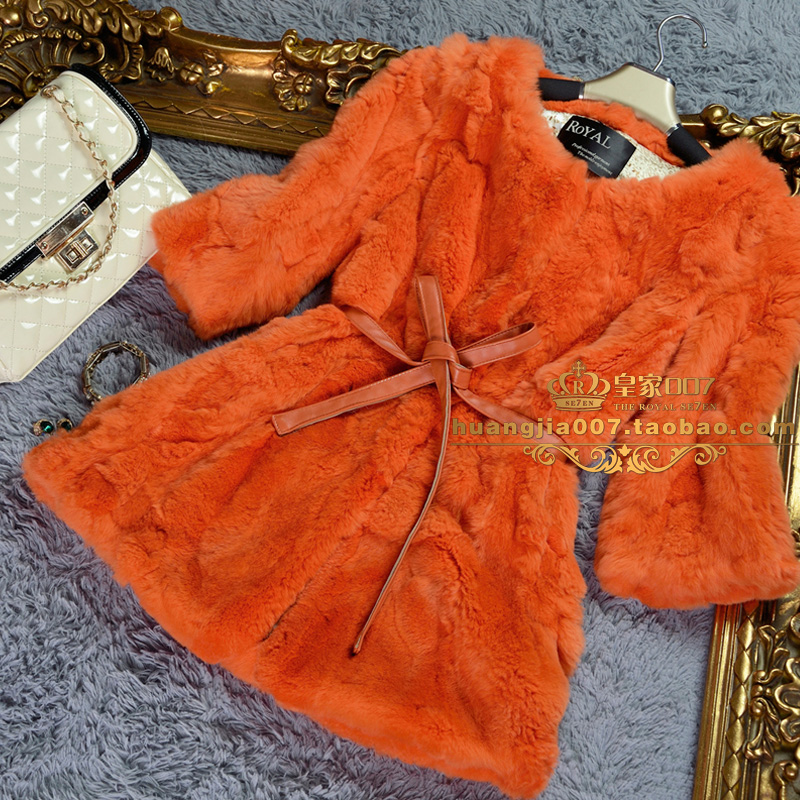 Fur coat 2012 fur rex rabbit hair fur medium-long rex rabbit skin overcoat thick