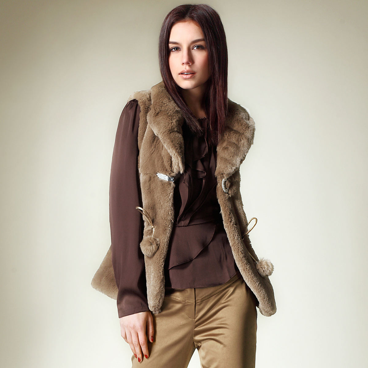 Fur coat 2012 high quality rex rabbit hair fur vest lj1258