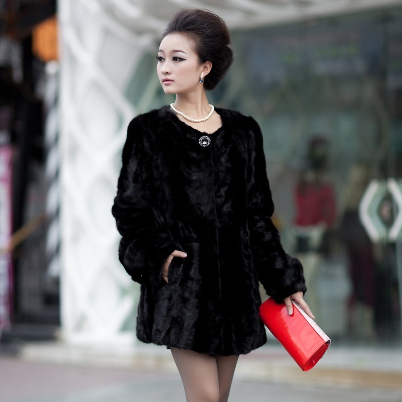 Fur coat 2012 marten overcoat fight mink Women medium-long mink hair