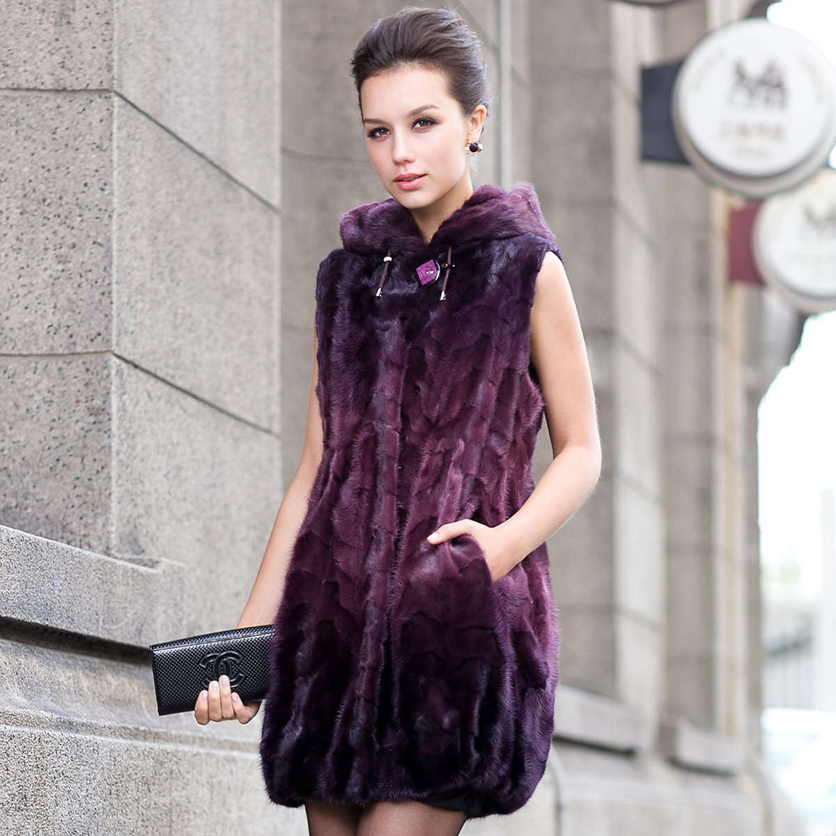 Fur coat 2012 mink fight mink marten overcoat hooded lj418