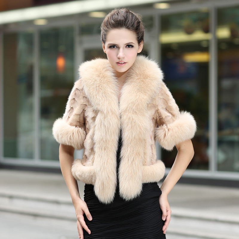 Fur coat 2012 mink hair leather overcoat short design fight mink cape sy6669