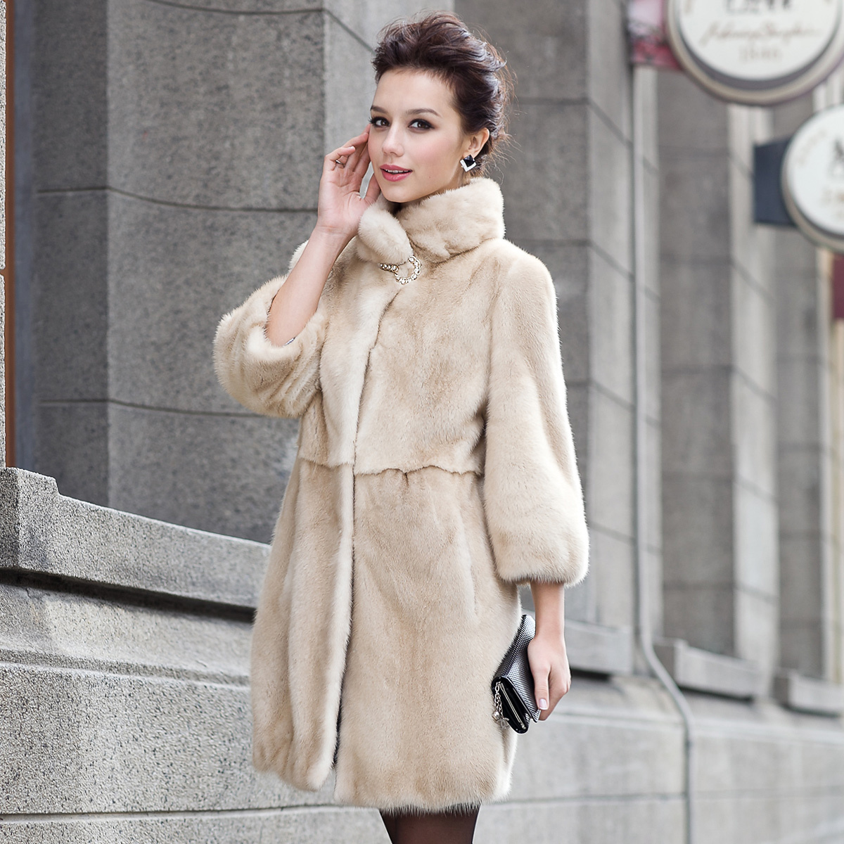 Fur coat 2012 mink hair Women leather coat lj158