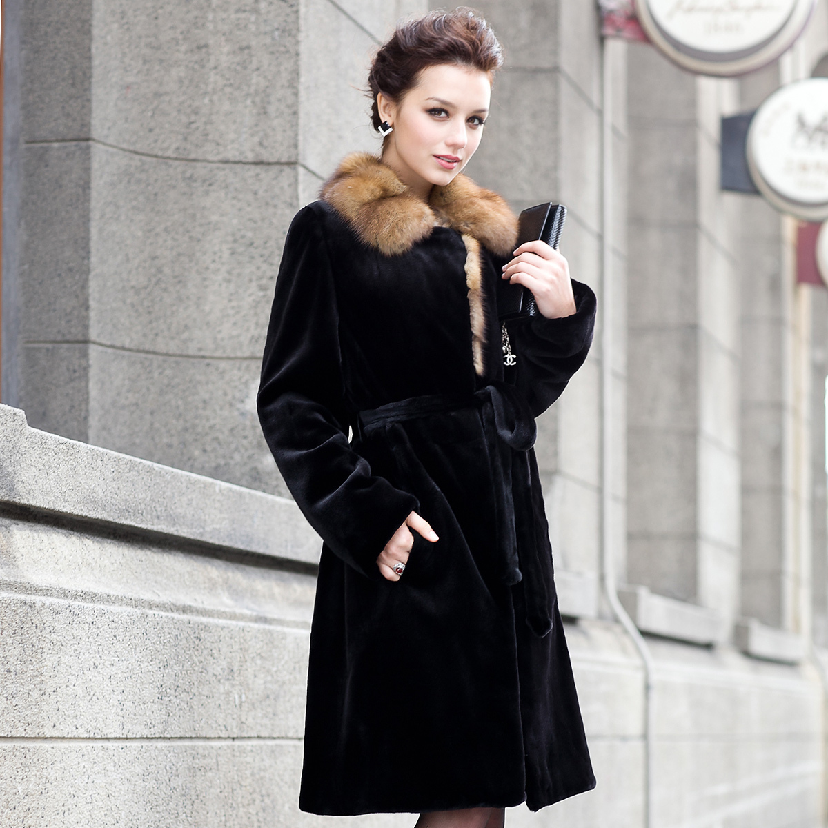 Fur coat 2012 mink overcoat marten velvet long design 1651