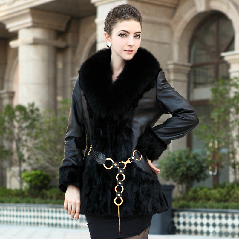 Fur coat 2012 mink overcoat medium-long fox fur mink