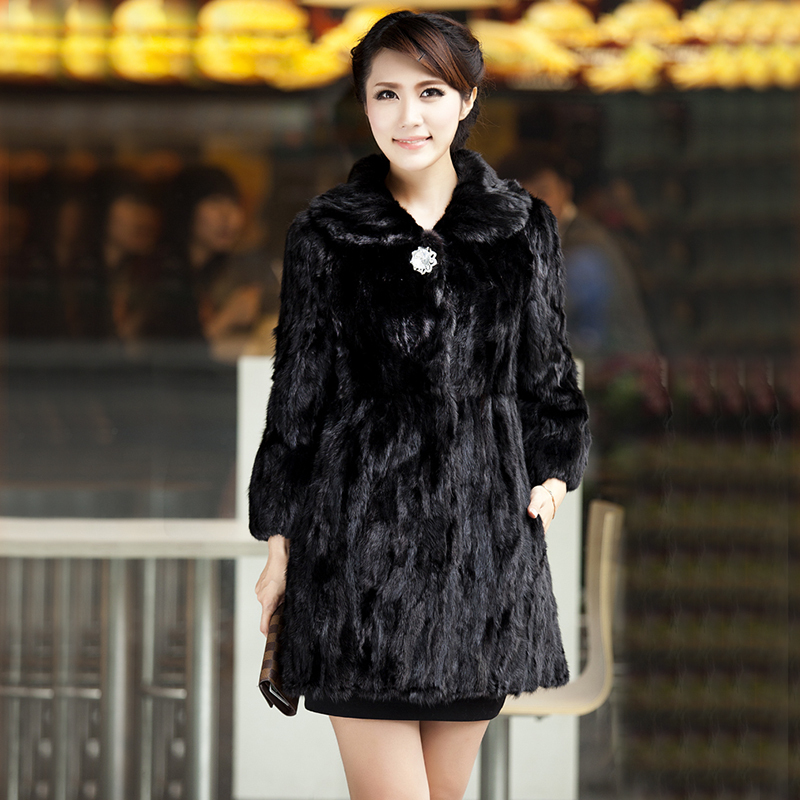 Fur coat 2012 mink overcoat medium-long fox fur mink