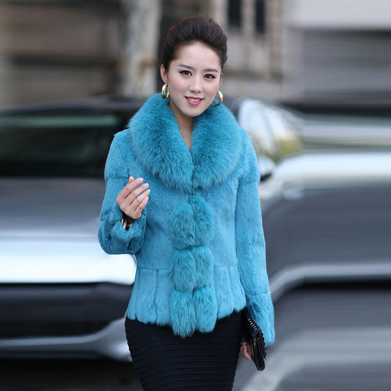 Fur coat 2012 rabbit  fox  short design women's large  collar