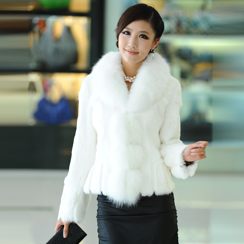 Fur coat 2012 rabbit fur fox fur short design women's down