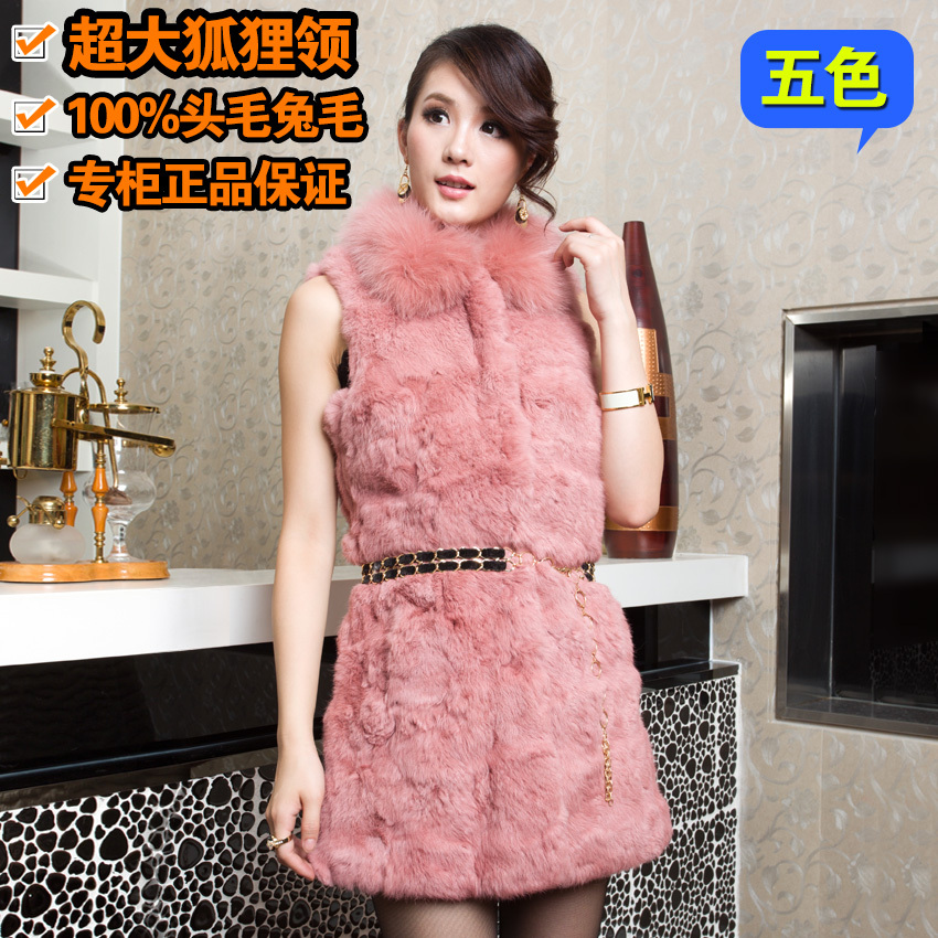 Fur coat 2012 winter rabbit fur casual fox fur women's slim medium-long vest