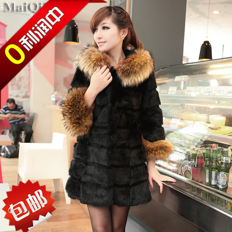 Fur coat 2013 new ultralarge raccoon fur faux fur female slim medium-long fur coat