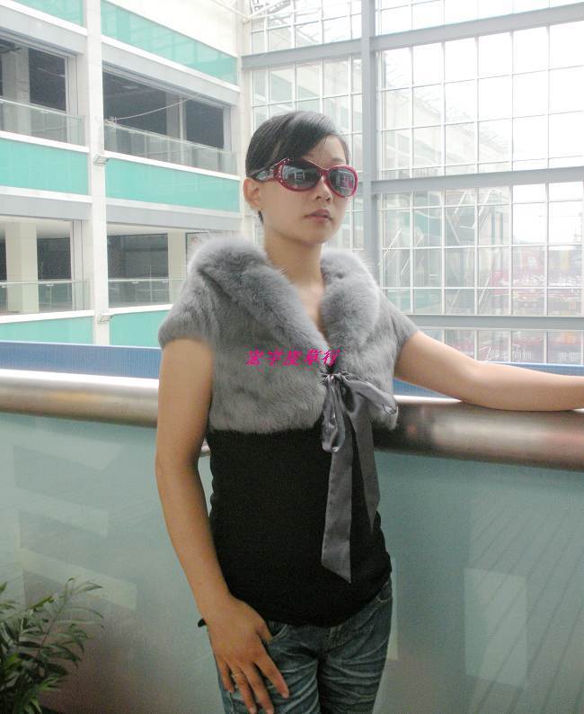 Fur coat fox rabbit fur collar waistcoat rabbit sweater vest rabbit fur waistcoat