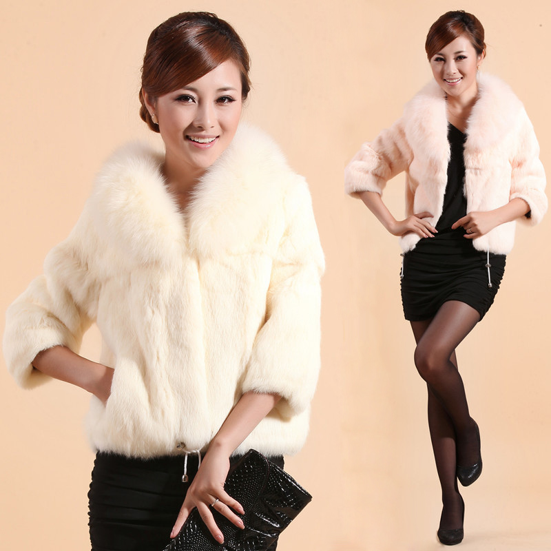 Fur coat rabbit fur full leather fox short design rabbit fur coat female a